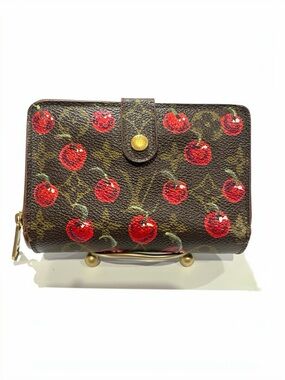 Louis Vuitton Vintage Kiss Lock Wallet Hand Painted Cherry Art